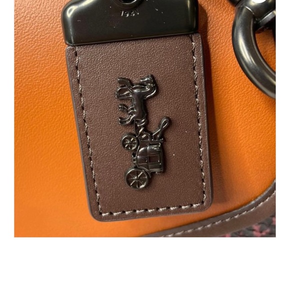 EUC COACH COURIER CARRYALL WITH SNAKESKIN DETAIL HIBISCUS MULTI - Picture 4 of 5